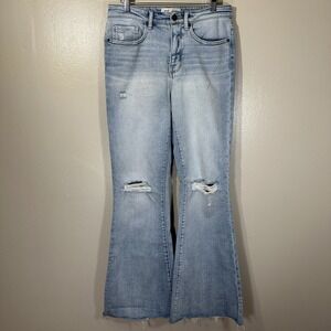 Light Blue Distressed Flare Jeans